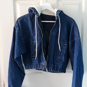 Denim Sherpa Bomber Jacket